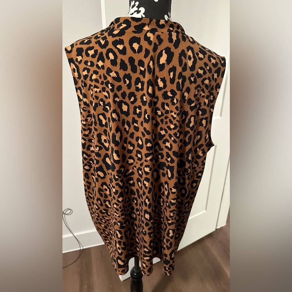 Worthington Brown Leopard Print Blouse - Picture 2 of 7